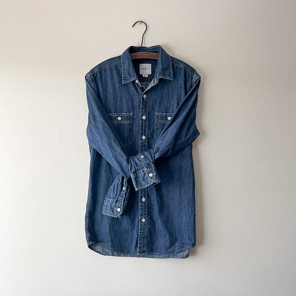 American Eagle Outfitters Other - MT American Eagle Jean Button Double Breast Pocket Long Sleeve Casual Shirt Tall